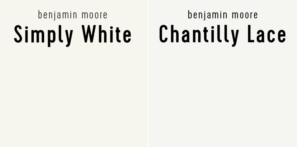 Benjamin Moore Simply White vs Chantilly Lace