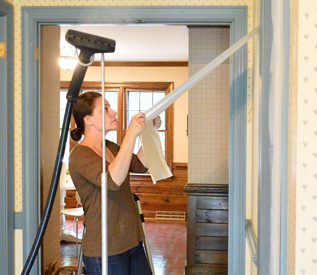 Sherry Removing Wallpaper Panel In Foyer