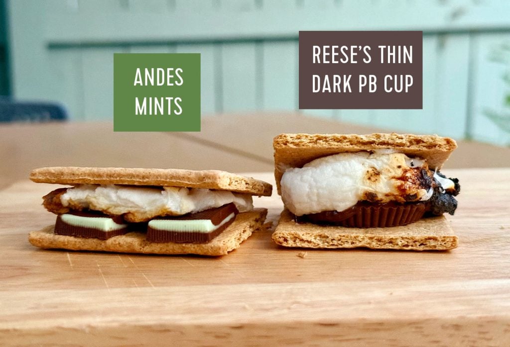 Upgraded Smores With Andes Mints and Reeses Thin Dark Peanut Butter Cup