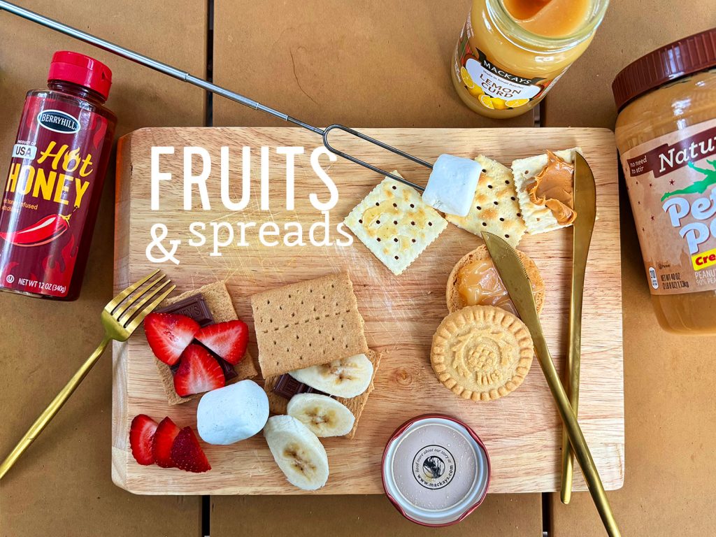 Upraded Smores With Fruits and Spreads Like Strawberries Bananas Peanut Butter and Lemon Curd