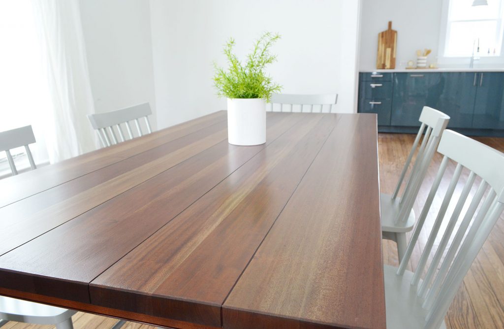 Refinished Dining Table With New Darker Stain Applied