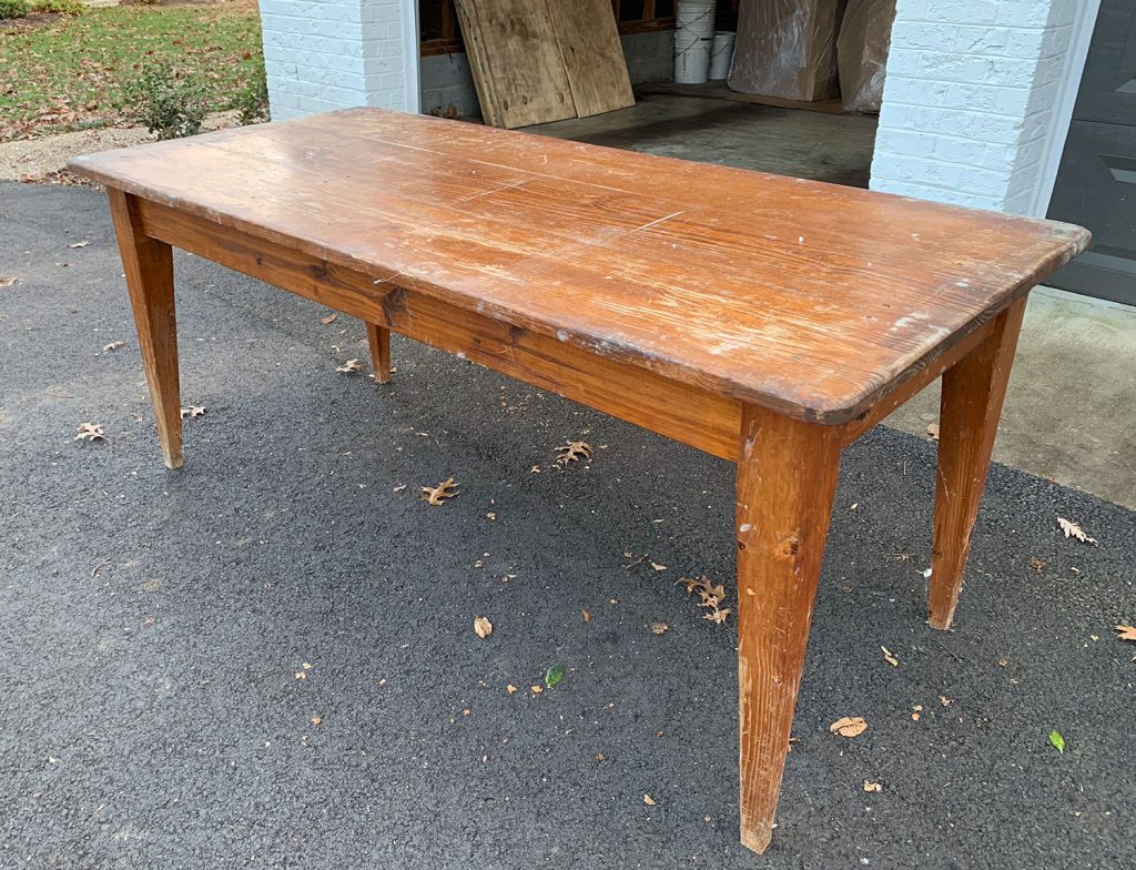 Vintage Farmhouse Table With Damage and Scratches