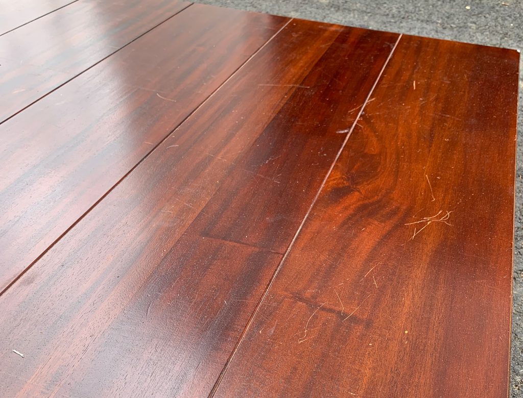 Crate And Barrel Dining Table With Scratches And Old Stain Finish
